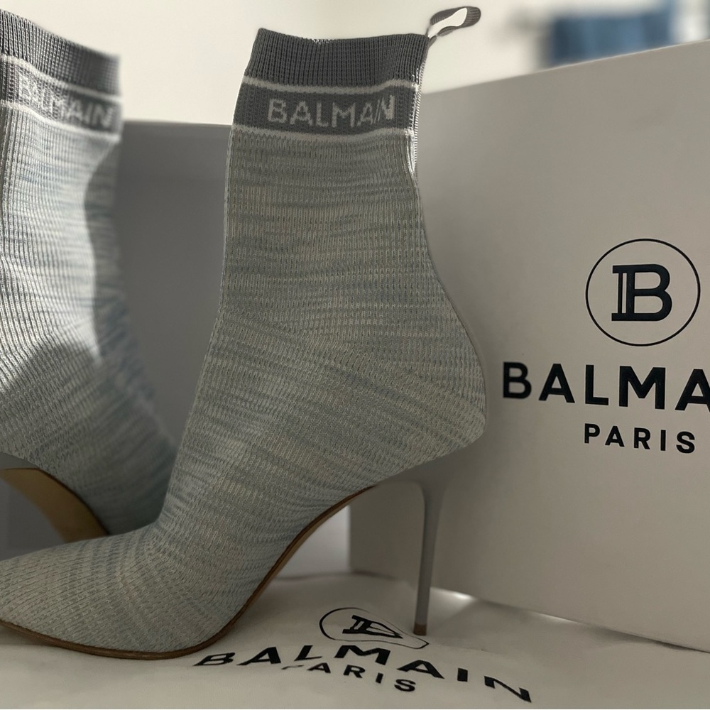 BALMAIN Skye knit ankle boots